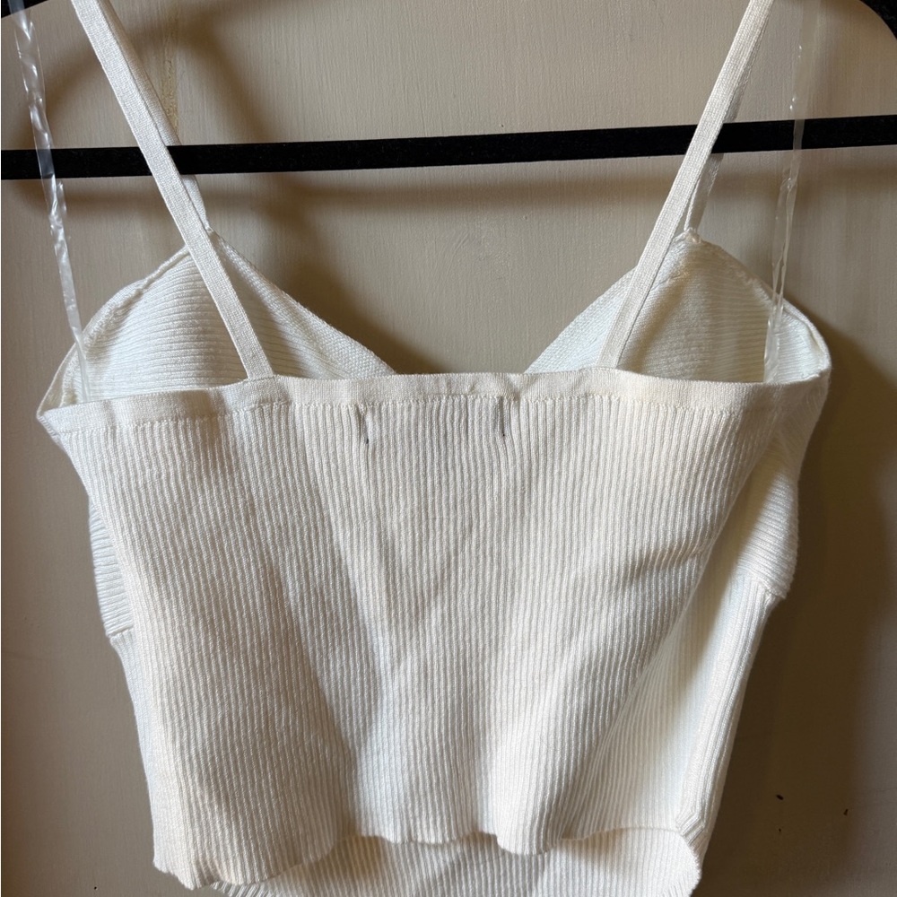 Off-White Ribbed Knit Tank Top - Picture 4 of 5